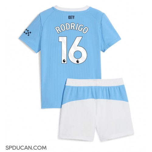 Dječji Nogometni Dres Manchester City Rodri Hernandez #16 Domaci 2025-26 Kratak Rukav (+ Kratke hlače)